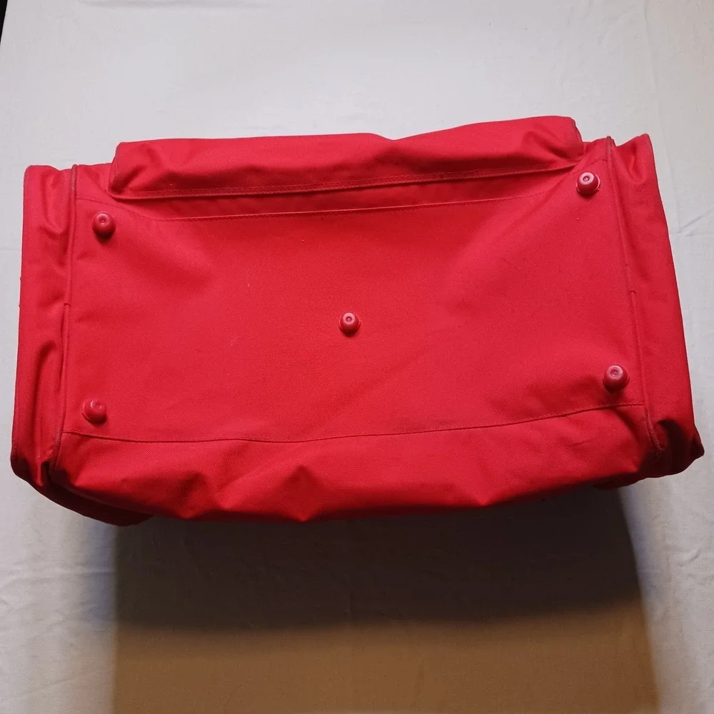 VTG Halliburton Energy Company Duffel Bag Red Canvas Logo ID Tag 3 Zip pockets